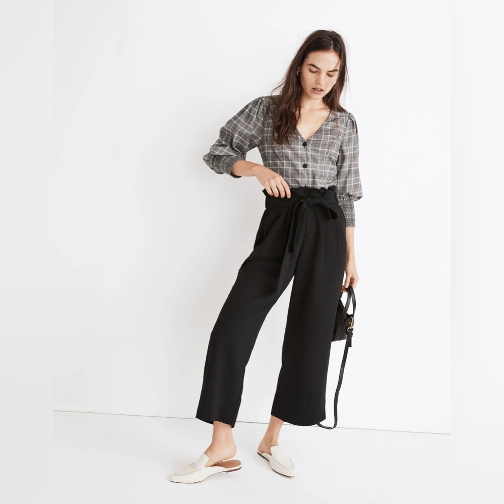 NWT - Madewell Petite Tie-Waist Huston Pull-On Crop Pants